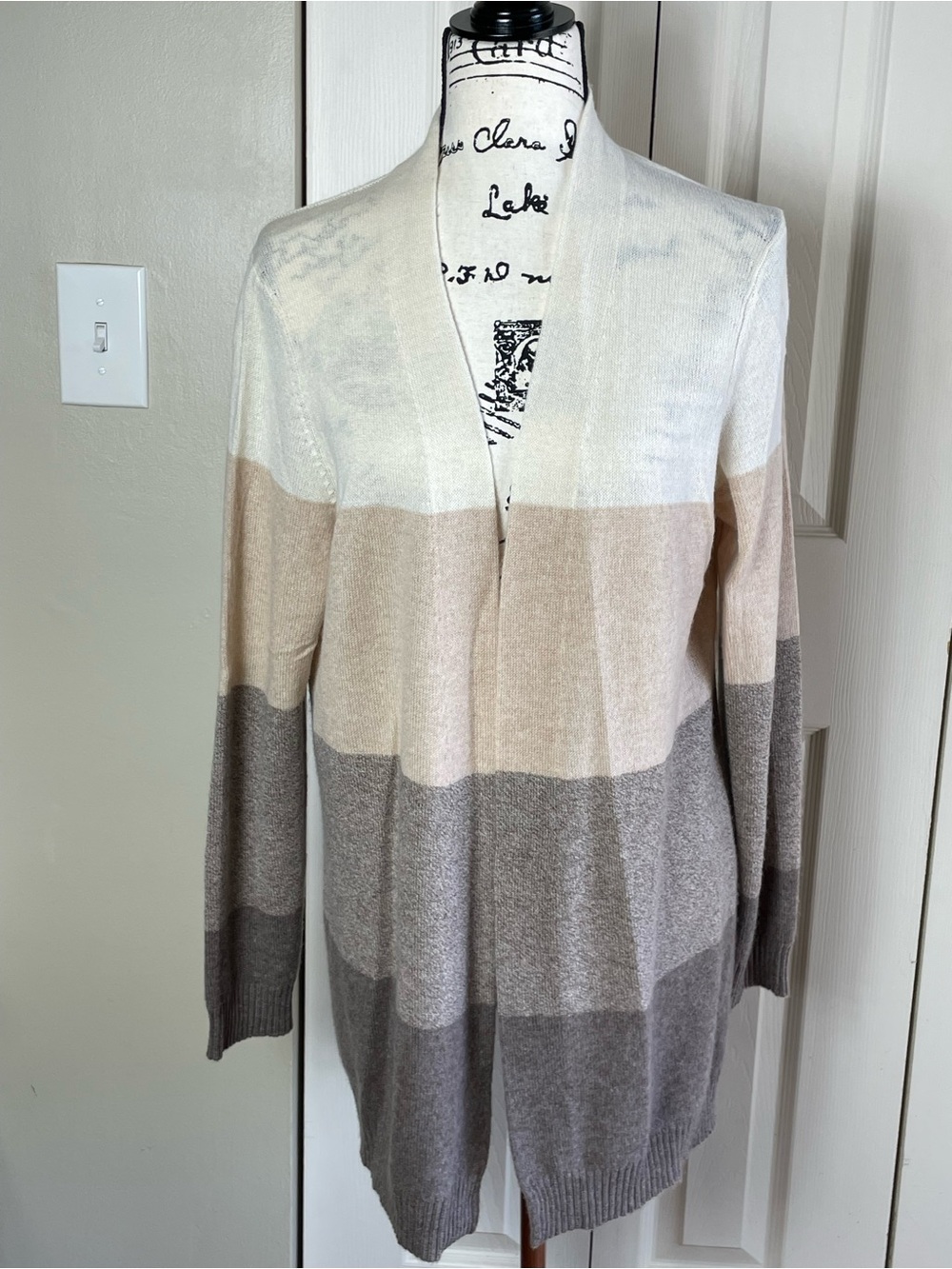 CASHMERE BY CHARTER CLUB 100% 2 - PLY CASHMERE OPEN FRONT SWEATER SIZE  L